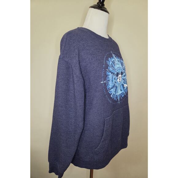 Walt Disney World Compass Sweatshirt Pullover Mickey Mouse Blue Size L Sweater - Picture 4 of 13